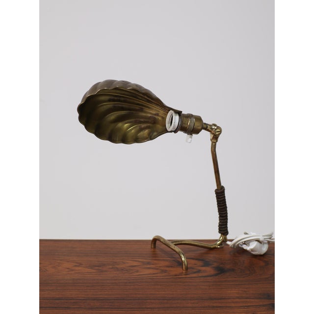 Art Deco Brass Shell Table Lamp, France, 1920s For Sale - Image 4 of 8