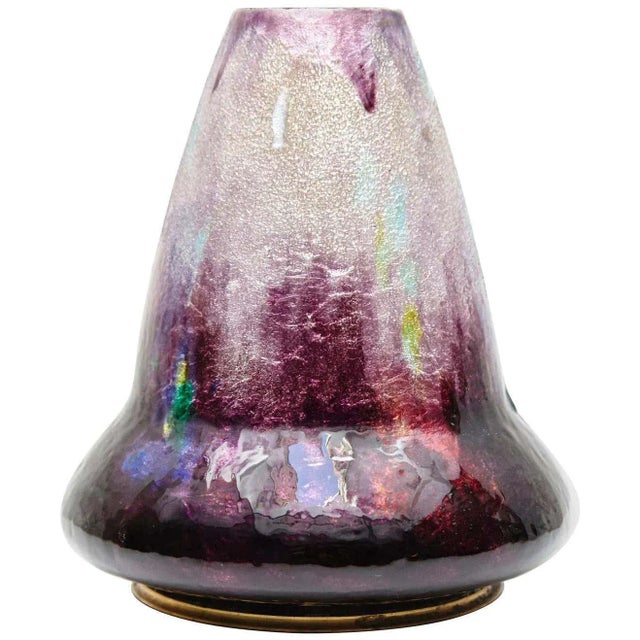 Art Deco Glass Vase by Alexandre Marty, Limoges, 1920s For Sale - Image 10 of 11