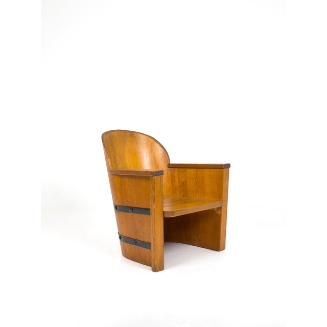 Pine Armchair with Black Iron from Åby Bruk, Sweden, 1940s For Sale - Image 9 of 9