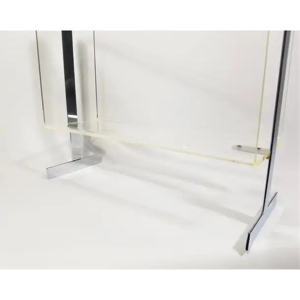 Lucite and Chrome Magazine Rack Mid 20th Century For Sale - Image 4 of 12