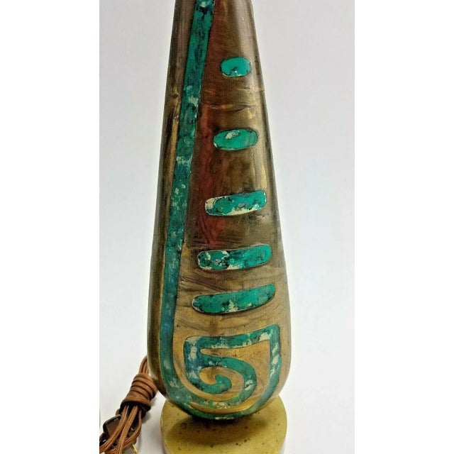 Bronze Pepe Mendoza Bronze and Turquoise Stone Inlaid Lamps - a Pair For Sale - Image 8 of 10