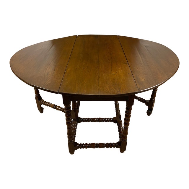 English William and Mary Gateleg Table Barley Twist Legs, 17th–Early 18th C. For Sale