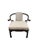 Elegant armchairs featuring beautifully curved, dark wood frames and sculptural wraparound arms. Each chair has been...