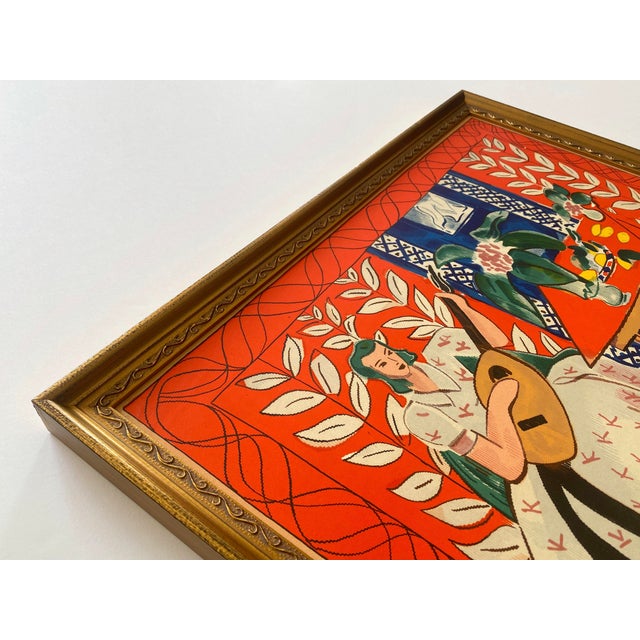 1940s Henri Matisse Vintage 1949 Mourlot Fine Art Lithograph Print Framed Paris Exhibition Poster " La Femme Au Luth " 1946 For Sale - Image 5 of 14