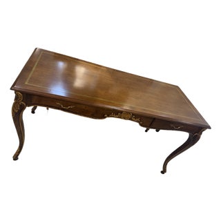 French Walnut Writing Table/Desk With Gilt Accents For Sale