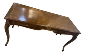 French Walnut Writing Table/Desk With Gilt Accents