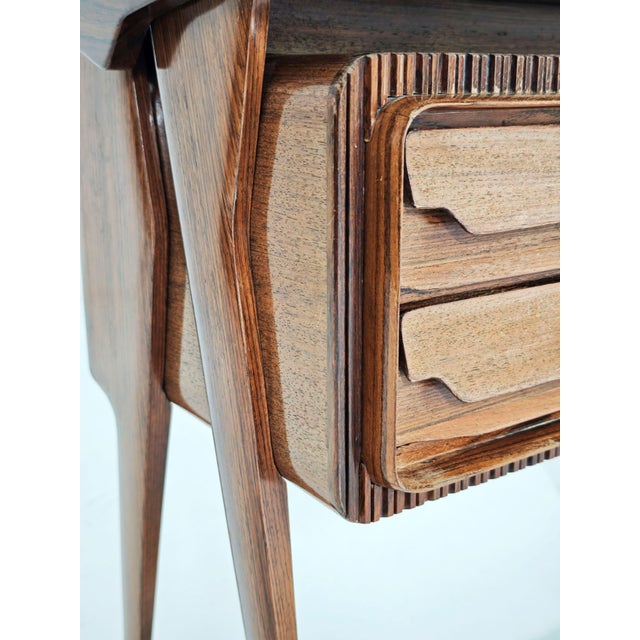 Mid-Century Modern Bedside Tables in Wood and Glass attributed to Vittorio Dassi for La Permanente Mobili Cantù, Italy, 1950, Set of 2 For Sale - Image 17 of 18