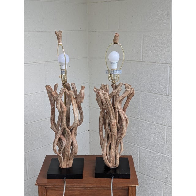 Vintage Driftwood Table Lamps - A Pair For Sale - Image 10 of 10
