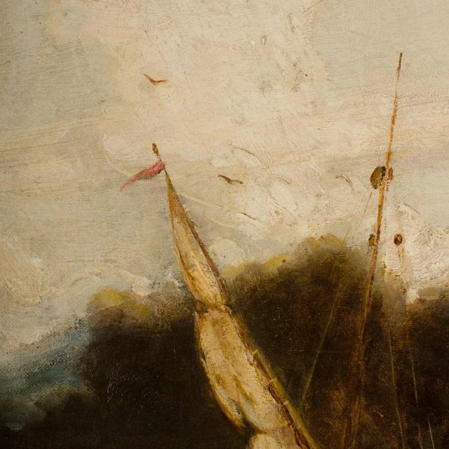 David Noble (British, 1882-1890) "On the Canal" Coastal Oil Painting For Sale - Image 9 of 13