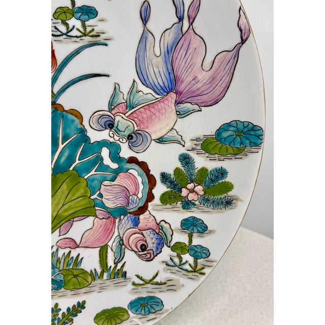 Mid 20th Century Large Asian Platter With Butterfly and Floral Motif For Sale - Image 4 of 12