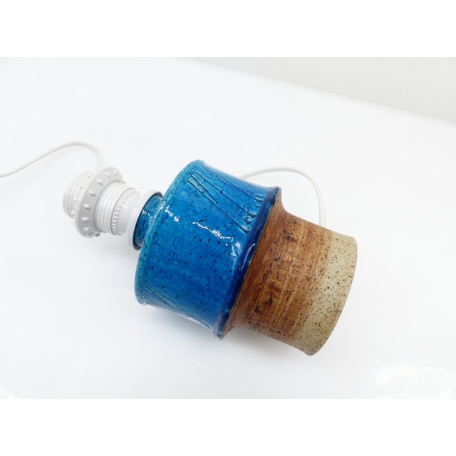 Ceramic Blue Stoneware Table Lamp by Inger Persson for Rörstrand, Sweden, 1960s For Sale - Image 7 of 8