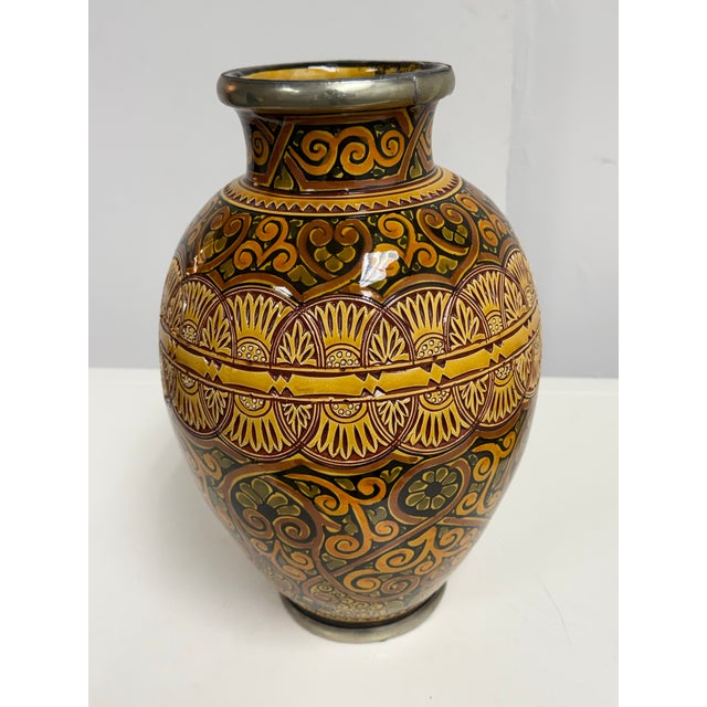 Moroccan Moroccan Ceramic Vase + Bowl, Set of Two For Sale - Image 3 of 12