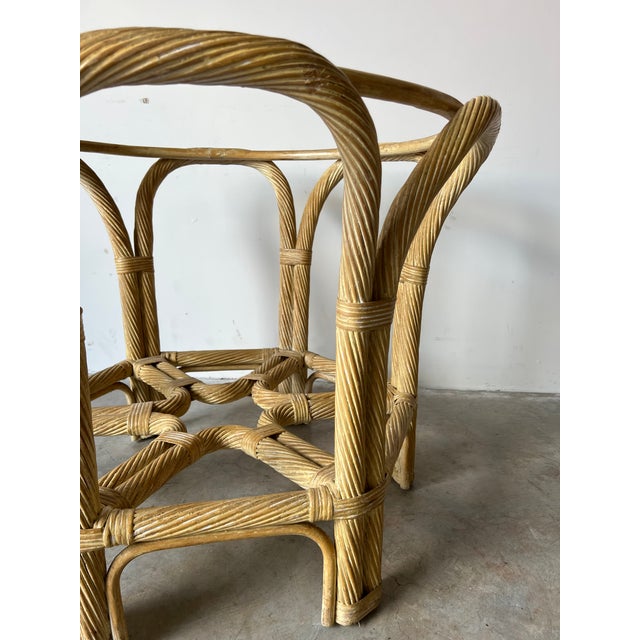 McGuire Style Cerused Twisted Rattan Dining Table Base Chairish