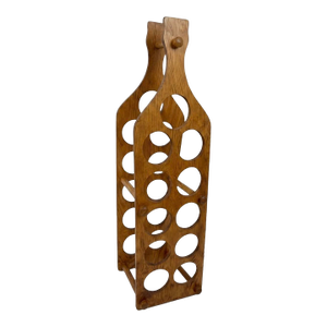 Mid-Century Modern 11-Bottle Shaped Wooden Wine Rack Caddy