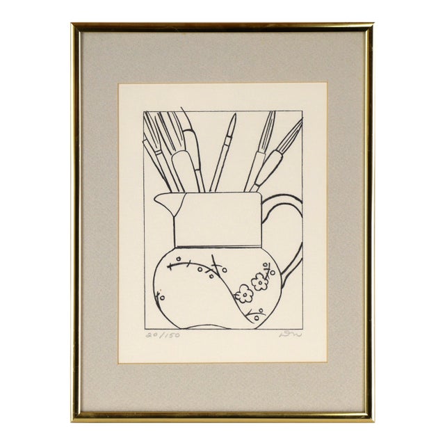 Paintbrushes in a Pitcher - Still Life Etching by Don Weygandt (#20/150) For Sale