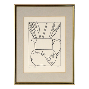 Paintbrushes in a Pitcher - Still Life Etching by Don Weygandt (#20/150)