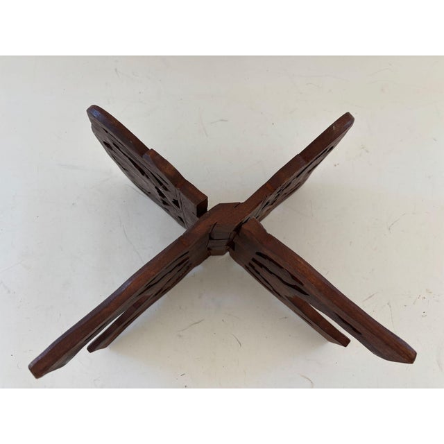 Folding Hand Carved Moroccan Wood Book Holder Display For Sale In Palm Springs - Image 6 of 6