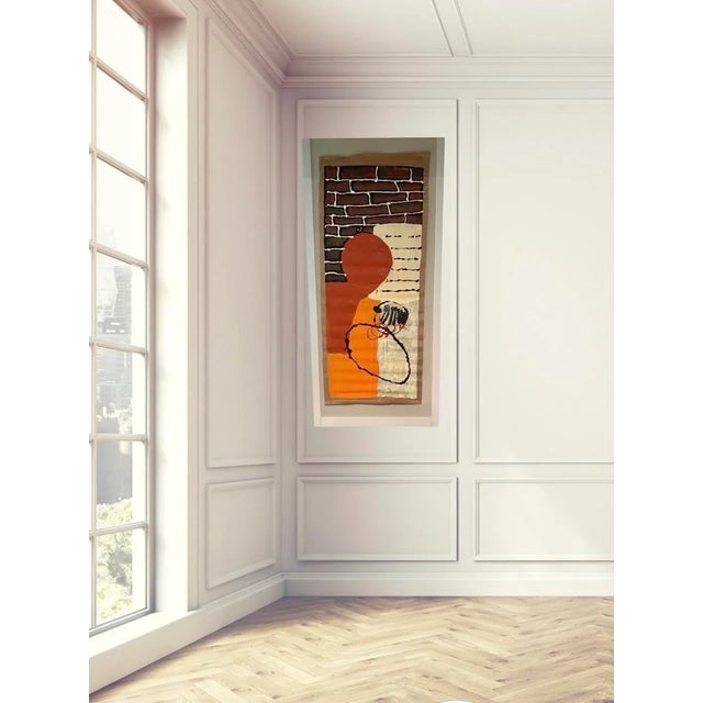 Large unframed abstract painting on recycled paper (72” high) by outsider artist (American, b. 1969) Christopher...