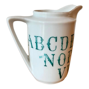 Vintage German Alphabet Porcelain Creamer or Tea Party Pitcher