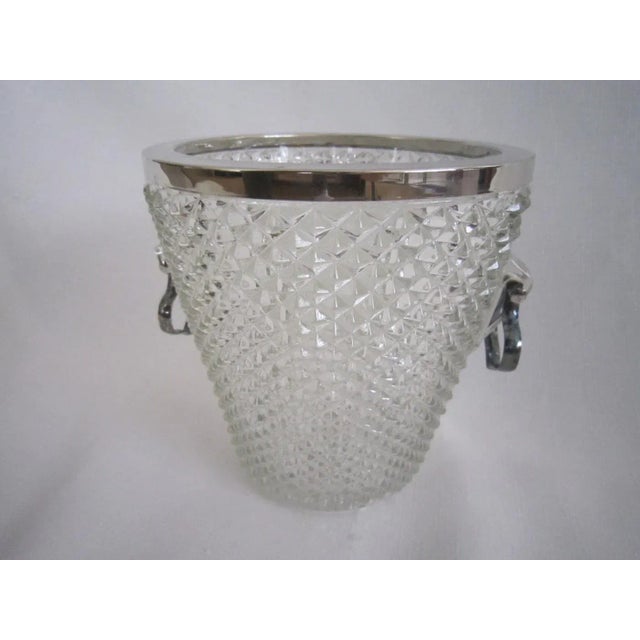 Mid-Century Modern Mid Century Crystal Ice Bucket, Faceted Glass For Sale - Image 3 of 6