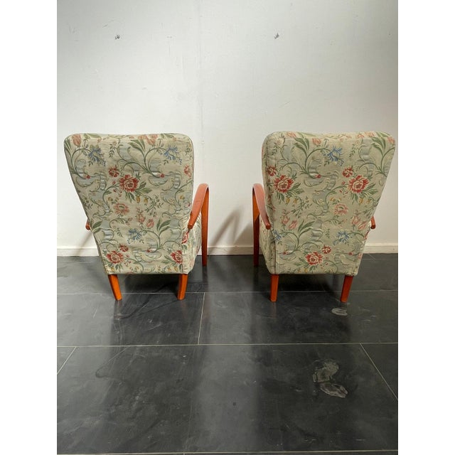 Wood Italian Lounge Chairs in Orange-Stained Beech, 1960s, Set of 2 For Sale - Image 7 of 11
