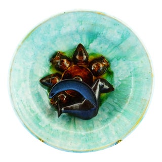 Modernist Art Ceramic Majolica Plate attributed to Jerome Massier, Vallauris, France, 1960s For Sale