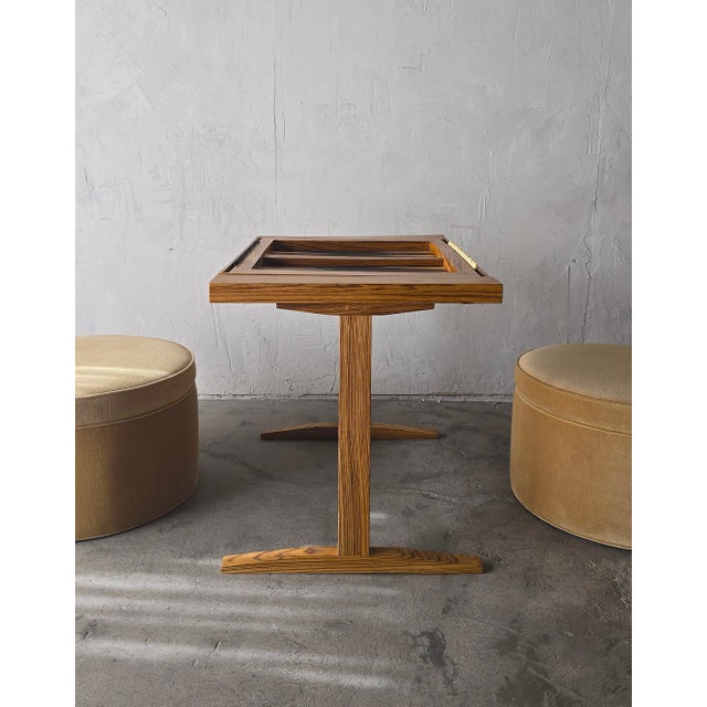 Bespoke Vintage Zebra Wood Multi Game Flip Table For Sale - Image 4 of 11