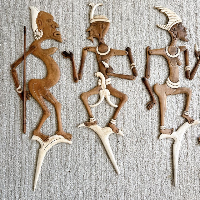 Vintage Large African Shadow Puppet Art Wooden Teak Art | Chairish