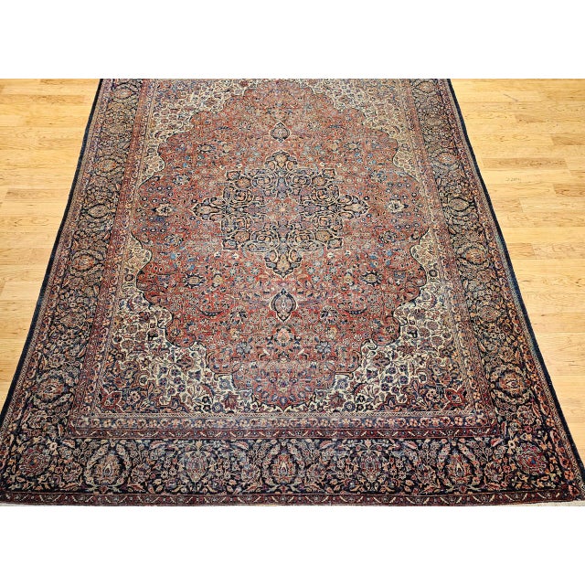 Early 20th Century Persian Kashan Rug, Hand-Knotted Wool, Floral Pattern, Rust & Ivory, 8x10 For Sale - Image 14 of 18