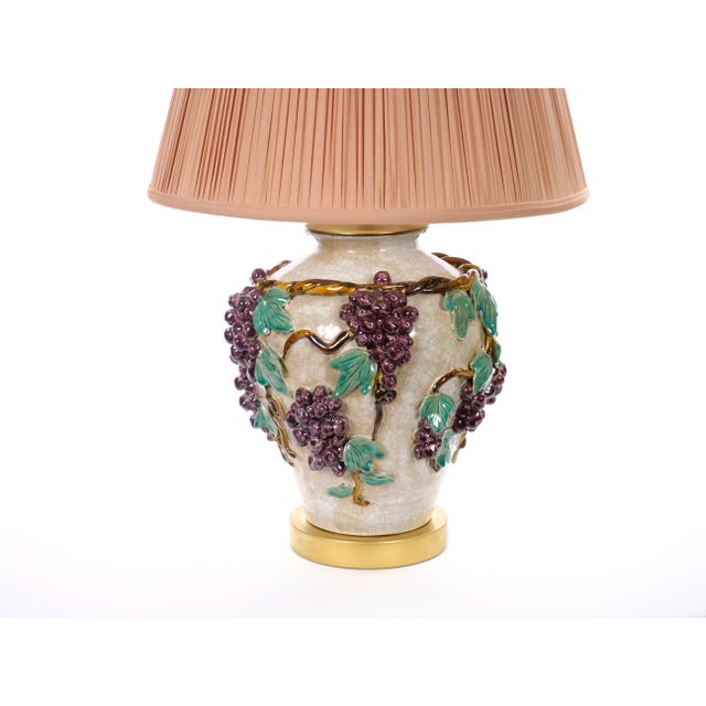 Late 20th Century Mid-Century Modern Italian Glazed Ceramic Grape and Vine Table Lamps –Pair For Sale - Image 5 of 11