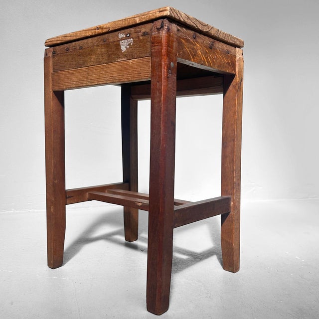 Minimalist Japanese Wooden Stool, 1930s For Sale - Image 15 of 15