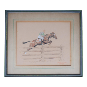 Maryland Hunt Cup Fred Thomas Up 1924 Pastel Drawing by Paul Brown