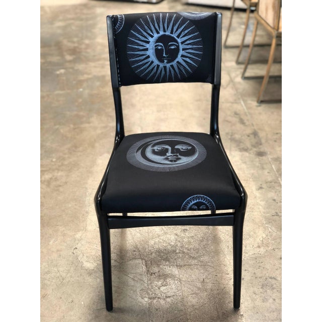 Italian Carlo de Carli Chairs - Set of 6 Reupholstered with Fabric by Fornasetti For Sale - Image 3 of 8