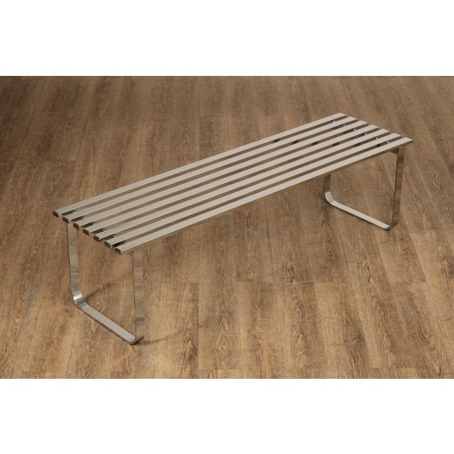 High Quality Vintage Slatted Chrome Bench, Designed by Milo Baughman for Design Institute of America