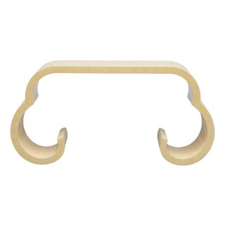 Karl Springer Style Shaped Lacquered Cream Console For Sale