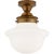 Traditional Chapman & Myers for Visual Comfort Signature Edmond Flush Mount in Hand-Rubbed Antique Brass with White School House Glass For Sale - Image 3 of 4