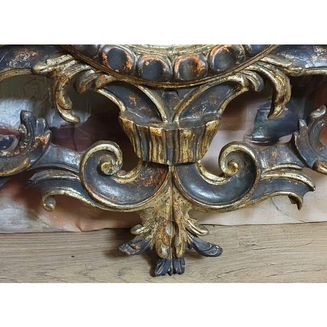 Antique Louis XV Mirror with Scrolling Foliage, Shells and Leaves, 1920s For Sale - Image 6 of 8