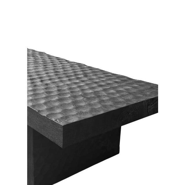 Wood Suar Wood Sofa Table Burnt Finish Modern Organic For Sale - Image 7 of 13