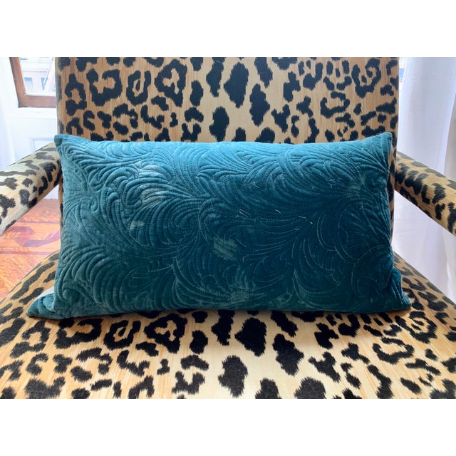 West Elm Teal Velvet Lumbar Pillow Chairish
