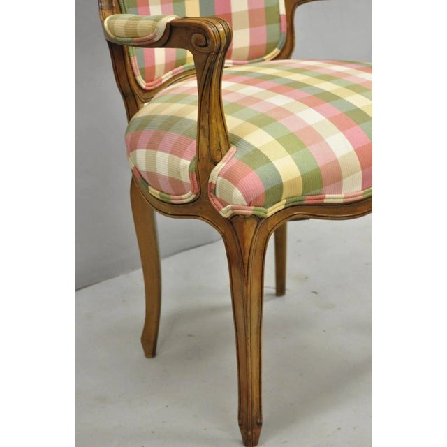 Vintage French Country Louis XV Style Plaid Arm Chair by Simon Loscertales Bona For Sale - Image 11 of 12