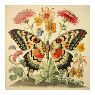 Butterfly and Flowers No. 4 – Natural History Fine Art Print For Sale