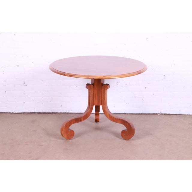 Baker Furniture French Empire Fruitwood Pedestal Breakfast or Center Table, Newly Refinished For Sale - Image 11 of 11