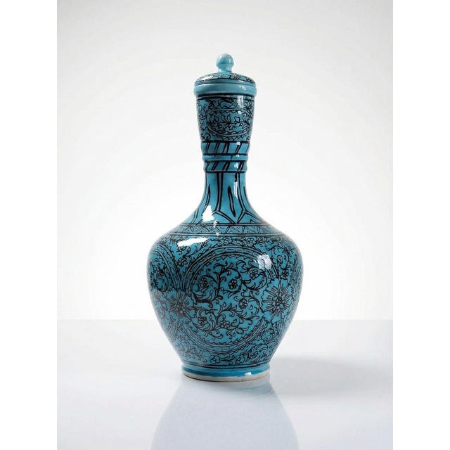 Vintage Vase in Painted Turquoise, 1950s For Sale - Image 17 of 17