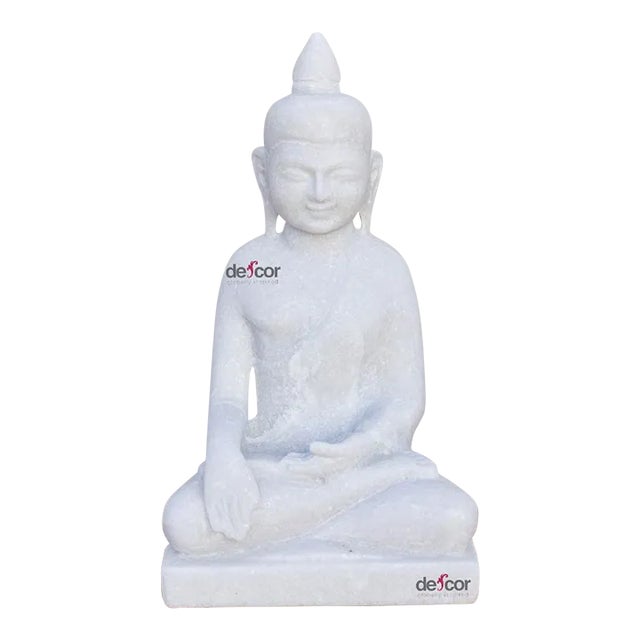 White Marble Burmese Sitting Buddha For Sale