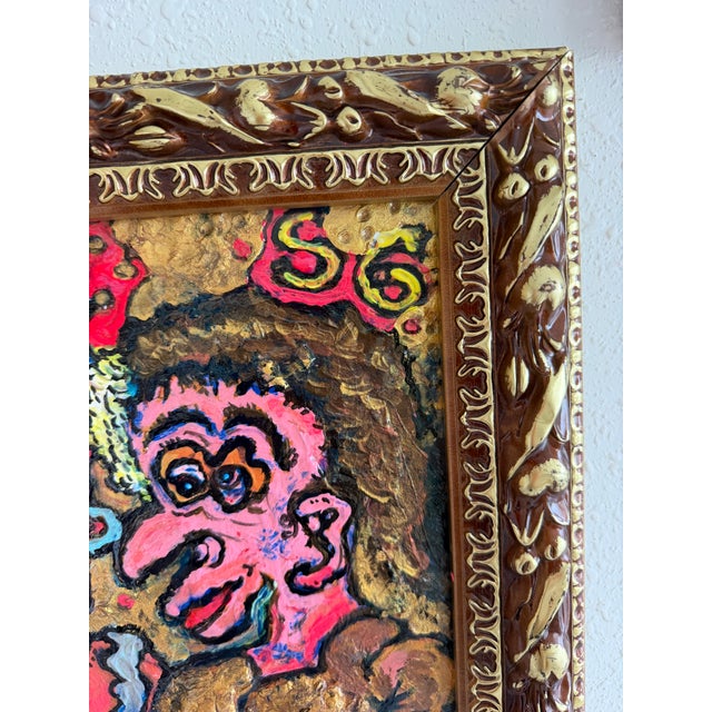 Gold Serg Graff "Little Princess" Original Mixed Media Painting Framed Outsider Art For Sale - Image 8 of 11
