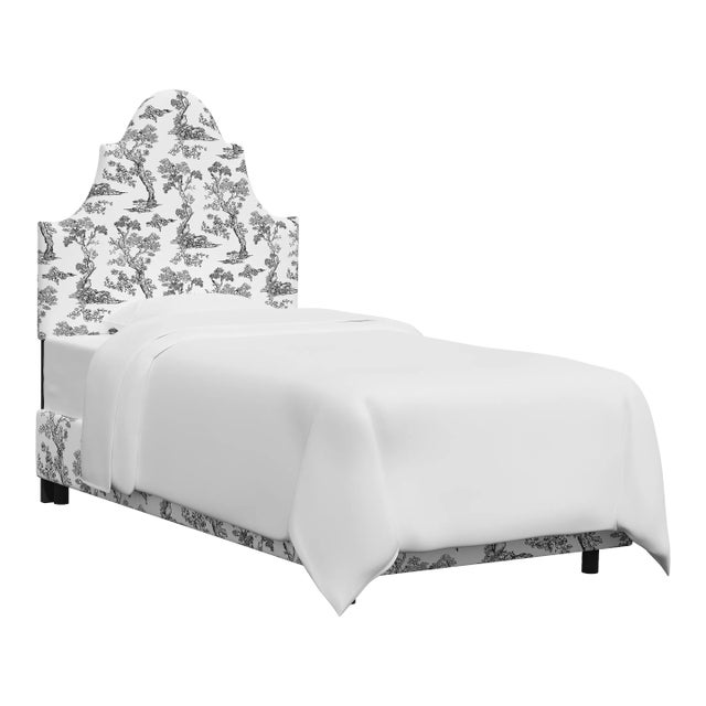 Red from Scalamandre crafted by Cloth & Company Geneva Twin Bed, Light Gray Toile For Sale