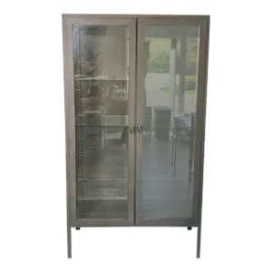 Industrial Style Wrought Iron and Glass Display Cabinet
