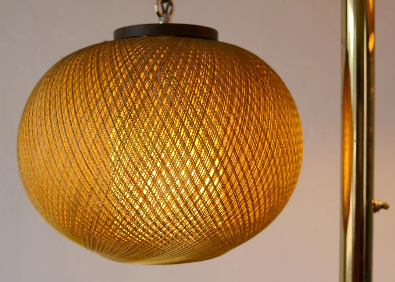 1950s Mid-Century Modern Spun Gold Fiberglass Floor Lamp | Chairish