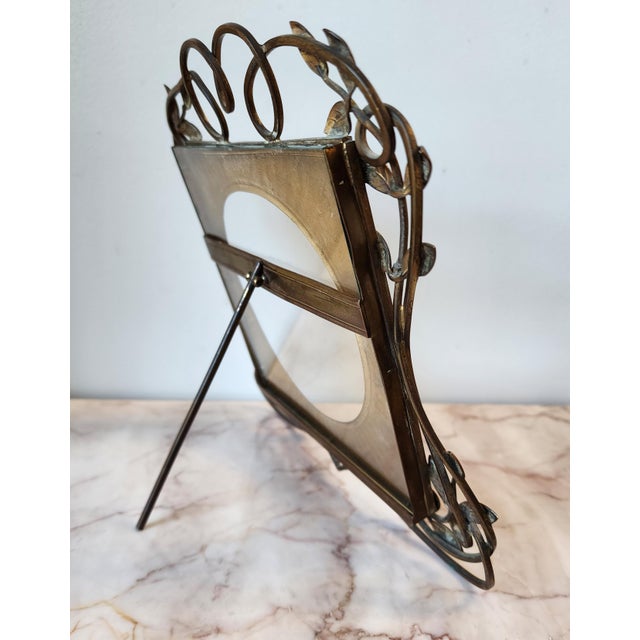 Metal Art Nouveau Brass Leaf Picture Frame For Sale - Image 7 of 15