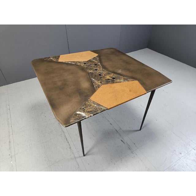 Hand Made Dining Table with Marble, 1990s For Sale - Image 8 of 12